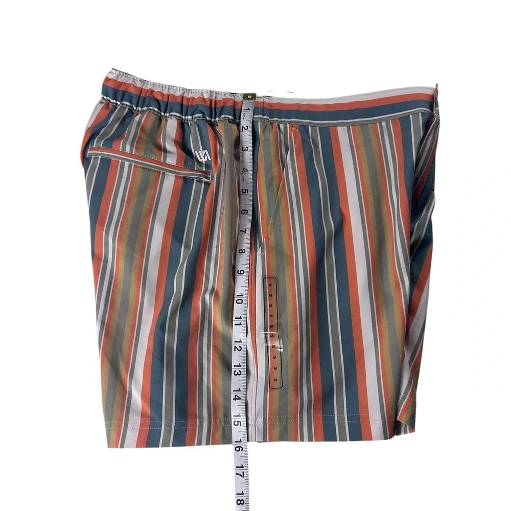NWT VRST Mens Relaxed Fit Striped Hybrid Shorts Orange Blue UV Protection Size M